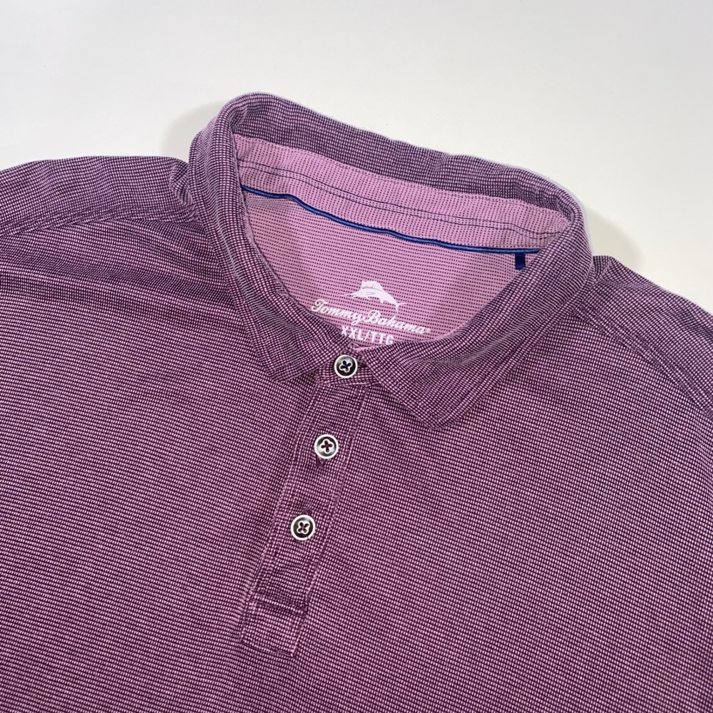 Tommy Bahama Mens XXL Burgundy Textured‎ Polo Shirt Short Sleeve Golf Casual